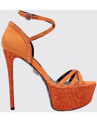 Philipp Plein - Satin And Crystal Platform Sandals With Stiletto Heel - Lyst