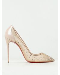 Christian Louboutin - Follies Strass Pumps In Mesh And Suede With Rhinestones - Lyst