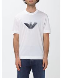 Emporio Armani - Lyocell And Cotton Blend T-Shirt With Eagle Logo - Lyst