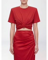 Magda Butrym - Cropped Top With Flower Appliqué And Padded Shoulders - Lyst