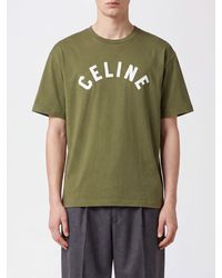 Celine - Camiseta De Algodón Con Logo En Contraste Estampado En La Parte Delantera - Lyst