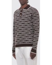 CASABLANCA - Long-Sleeve Wool Knit Polo With Contrast Logo - Lyst