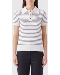 A.P.C. - Polo À Rayures En Maille De Coton À Manches Courtes Et Poche Plaquée - Lyst