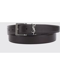 Saint Laurent - Cassandre Calfskin Leather Belt With Ysl Monogram Buckle - Lyst