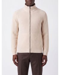 Herno - Gerippter Cardigan Aus Reiner Wolle Mit Stehkragen Und Reißverschluss - Lyst