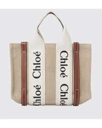 Chloé - Chlo&Eacute Woody Tasche Aus Leinen-Canvas - Lyst