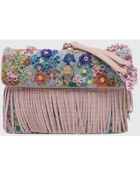 Kurt Geiger - Kensington Floral Embroidered Denim Shoulder Bag - Lyst