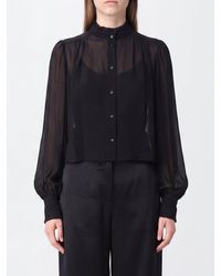 Twinset - Viscose Slim Fit Shirt With Mandarin Collar And Long Sleeves - Lyst