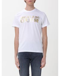 Versace Jeans Couture - Cotton T-Shirt With Laminated Logo - Lyst