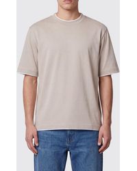 Eleventy - Cotton Crew-Neck T-Shirt With Contrast Trims - Lyst
