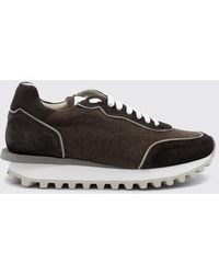 Eleventy - Suede And Wool Low Top Trainers With Serrated Sole - Lyst