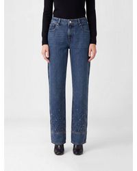 7 For All Mankind - Straight Denim Jeans With Studs - Lyst