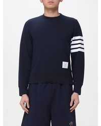 Thom Browne - Sudadera De Algodón Con Cuello Redondo Y Logo 4-Bar - Lyst
