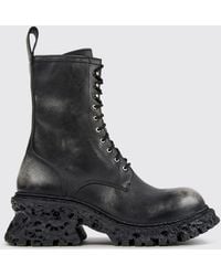 CAMPERLAB - Terroso Aged-Effect Leather Combat Boots With A Side Zip - Lyst
