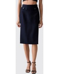 Elisabetta Franchi - High-Waisted Cool Wool Midi Pencil Skirt - Lyst