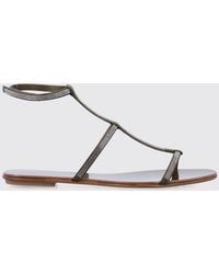 Pedro Garcia - Suede Calfskin Sandal With Rhinestones - Lyst