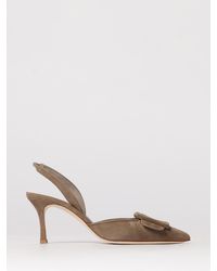 Manolo Blahnik - Maysli Suede Slingback Pumps With Decorative Buckle - Lyst