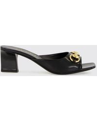 Gucci - Signora Brushed Calfskin Mules With Horsebit Detail And Mid Heel - Lyst