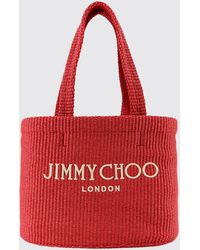 Jimmy Choo - Beach Tote East-West Raffia Bag With Embroidered Logo - Lyst