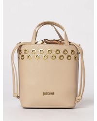 Just Cavalli - Grained Faux Leather Bucket Bag With Metal Eyelets - Lyst