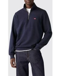 Levi's - Regular Fit Cotton Sweatshirt With High Neck, Contrast Logo And Half-Zip - Lyst
