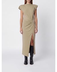 Isabel Marant - Nadela Draped Cotton Midi Sheath Dress With Side Slit - Lyst