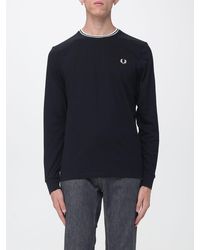 Fred Perry - Long-Sleeved Cotton Jersey T-Shirt With Embroidered Logo - Lyst