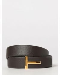 Tom Ford - T Icon Wendegürtel Aus Gehämmertem Leder Mit Monogramm-Schnalle - Lyst