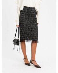 Twinset - Tweed Pencil Midi Skirt With Back Slit - Lyst