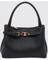 Tod's - Small Grained Leather Shoulder Bag With T Timeless Logo - Lyst