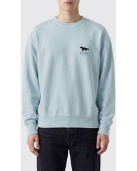 Maison Kitsuné - Maison Kitsun&Eacute Crewneck Cotton Sweatshirt With Contrast Logo - Lyst