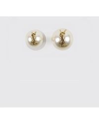 Saint Laurent - Brass And Synthetic Pearl Earrings - Lyst
