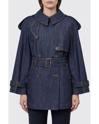 Burberry - Trench Corto De Doble Botonadura En Denim De Algodón Con Charreteras - Lyst