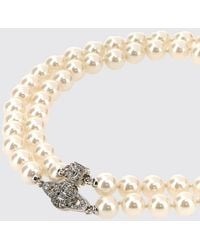 Vivienne Westwood - Multi-Strand Choker Necklace With Synthetic Pearls And Crystal Orb Logo - Lyst