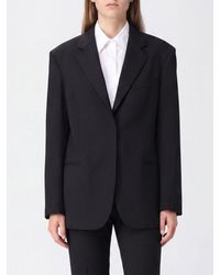 FEDERICA TOSI - Single-Breasted Relaxed Fit Cotton Blazer With Padded Shoulders - Lyst