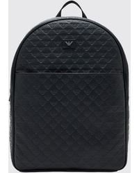 Emporio Armani - Embossed Calfskin Backpack With Eagle Logo And Padded Straps - Lyst