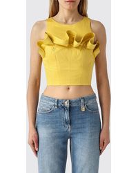 Elisabetta Franchi - Cotton Crop Top With Ruffles - Lyst