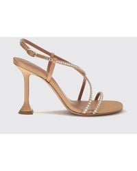 AMINA MUADDI - Sally Crystal-Embellished Satin Slingback Sandals - Lyst