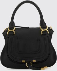 Chloé - Chlo&Eacute Marcie Small Grained Calfskin Handbag With Woven Handles - Lyst