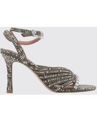 Kurt Geiger - Houndstooth Sandals With Rhinestones And Stiletto Heel - Lyst