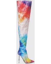 Philipp Plein - Tie-Dye Cuissardes Boots With Crystal Skull Embellishment - Lyst