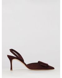 Manolo Blahnik - Maysli Suede Slingback Pumps With Mid Heel - Lyst