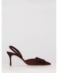 Manolo Blahnik - Maysli Suede Slingback Pumps With Mid Heel - Lyst