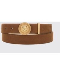 Versace - Suede Belt With Medusa Logo Buckle - Lyst