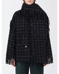 TOTEME - Tartan Wool Single-Breasted Short Coat With Scarf Collar And Fringes - Lyst