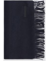ZEGNA - Rectangular 100% Cashmere Scarf With Fringed Hem And Logo - Lyst