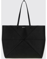 Loewe - Large Puzzle Fold Calfskin Leather Tote Bag With Laminated Logo - Lyst