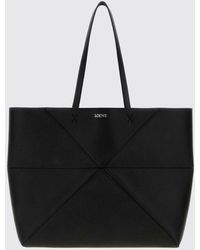 Loewe - Large Puzzle Fold Calfskin Leather Tote Bag With Laminated Logo - Lyst