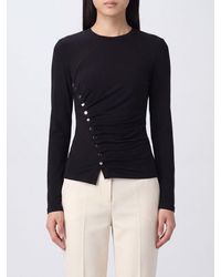 Rabanne - Draped Viscose Top With Asymmetrical Hem And Long Sleeves - Lyst