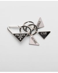 Prada - Brass Keychain With Logo - Lyst